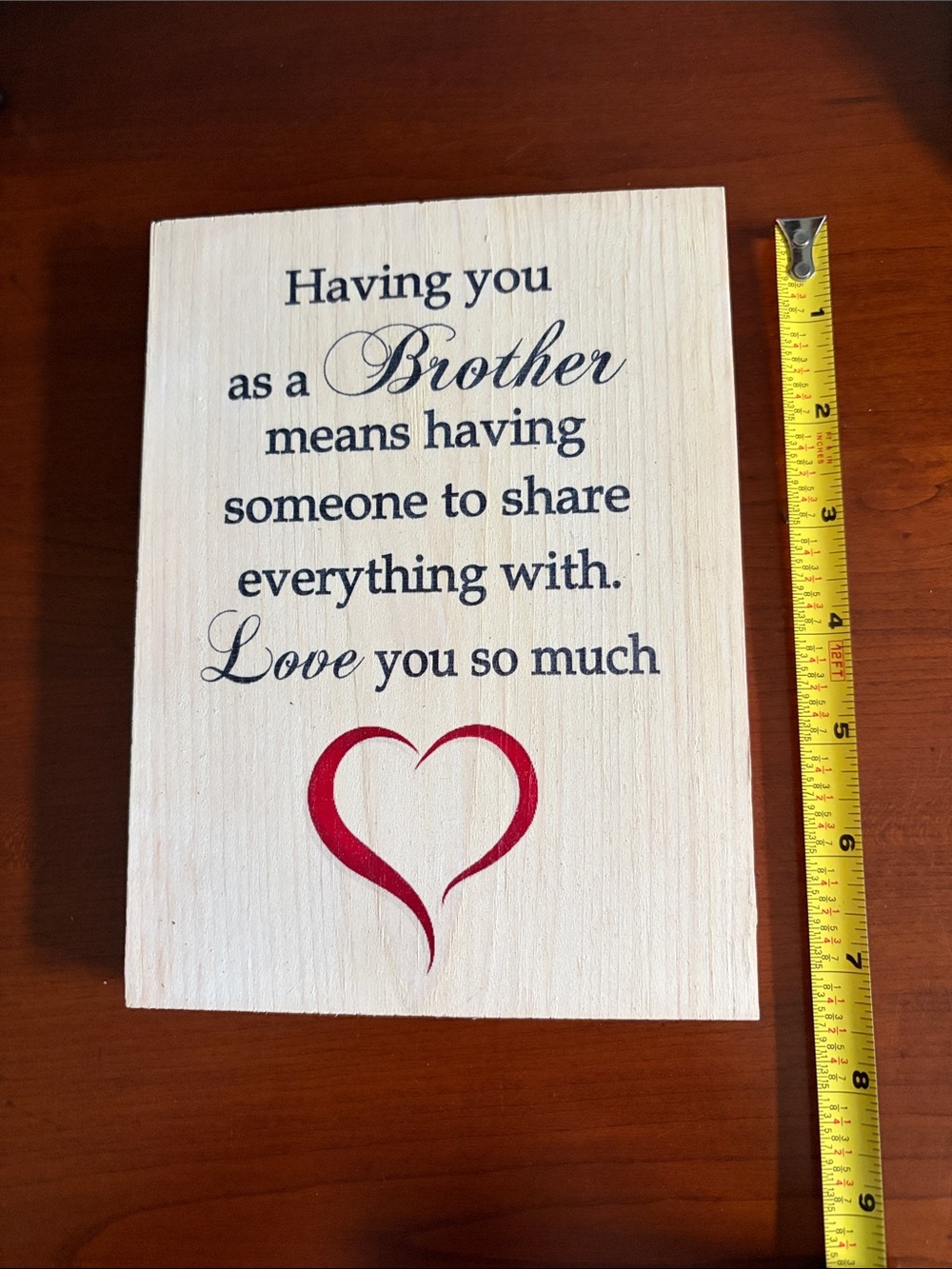 Brother Wood wall plaque. New without tag